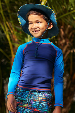 Kids Long Sleeved Rash Vest - Blue