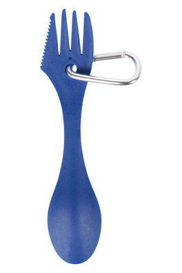 Plastic Spork and Karabiner - Blue