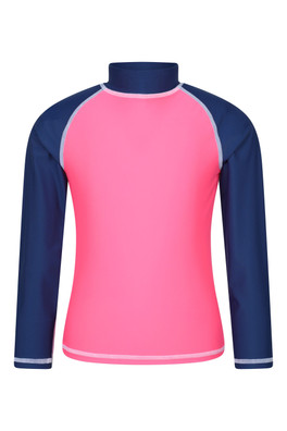 Kids Long Sleeved Rash Vest - Dark Pink