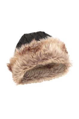 Womens Furry Hat - Charcoal