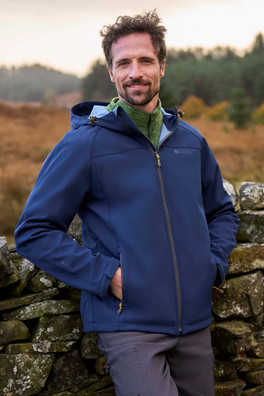 Exodus Mens Water-Resistant Softshell Jacket - Blue