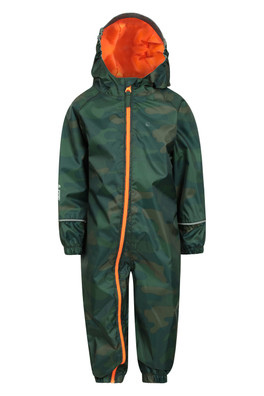 Puddle Kids Printed Waterproof Rain Suit - Khaki
