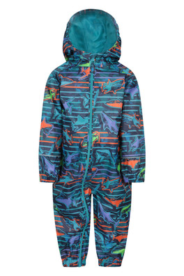 Puddle Kids Printed Waterproof Rain Suit - Navy