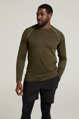 Endurance Mens Long Sleeved Top - Dark Khaki