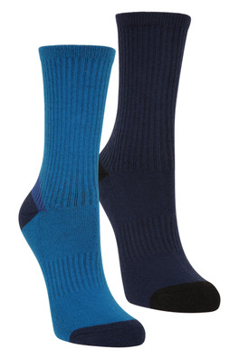 Kids Cushioned Mid-Calf Hiker Socks 2-Pack - Cobalt