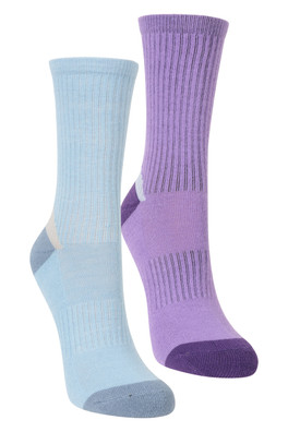 Kids Cushioned Mid-Calf Hiker Socks 2-Pack - Lilac