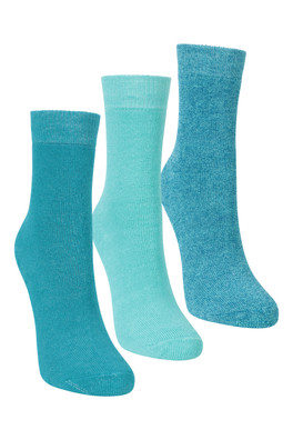 Outdoor Kids Mid-Calf Walking Socks 3-Pack - Aqua