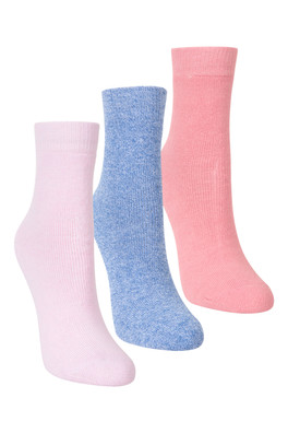 Outdoor Kids Mid-Calf Walking Socks 3-Pack - Light Pink