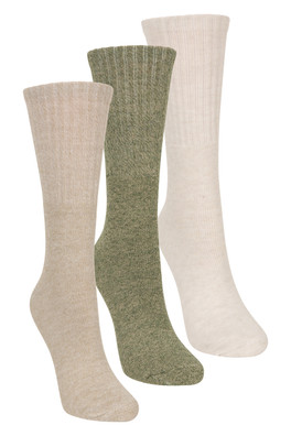 Outdoor Womens Mid-Calf Walking Socks 3-Pack - Beige