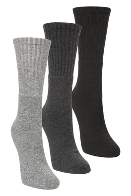 Outdoor Womens Mid-Calf Walking Socks 3-Pack - Charcoal