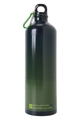 1L Printed Metallic Water Bottle With Karabiner - Green