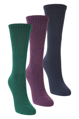 Outdoor Womens Mid-Calf Walking Socks 3-Pack - Dark Green