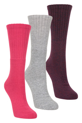 Outdoor Womens Mid-Calf Walking Socks 3-Pack - Berry