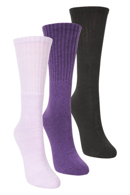 Outdoor Womens Mid-Calf Walking Socks 3-Pack - Light Purple