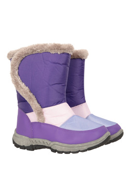 Caribou Kids Faux Fur Trim Adaptive Snow Boots - Lilac