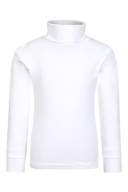 Meribel Kids Cotton Roll Neck Top - White