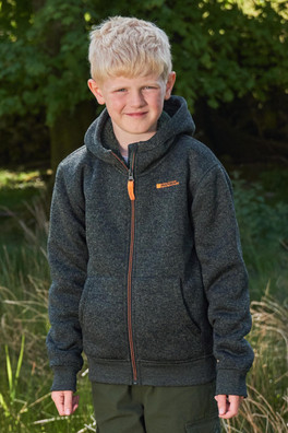 Nevis Fur Lined Kids Hoodie - Khaki