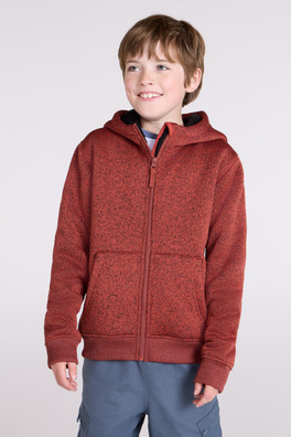 Nevis Fur Lined Kids Hoodie - Rust