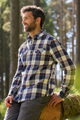 Trace Mens Flannel Long Sleeve Shirt - Blue