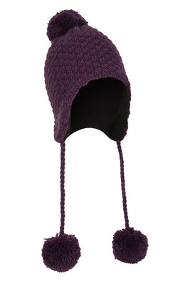 Macaroni Womens Knit Hat - Purple