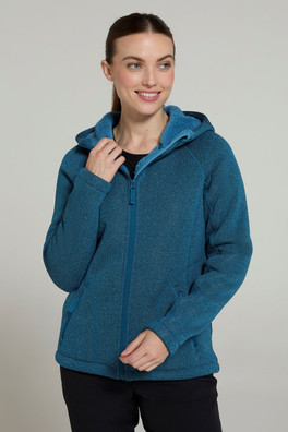 Nevis Womens Fur Lined Hoodie - Dark Teal