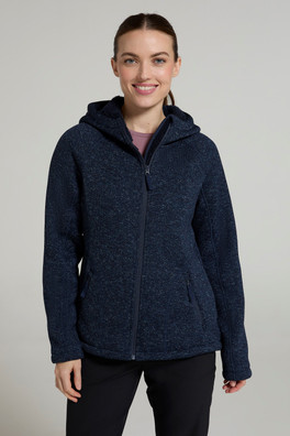 Nevis Womens Fur Lined Hoodie - Navy