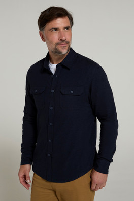 Trace Mens Flannel Long Sleeve Shirt - NAV