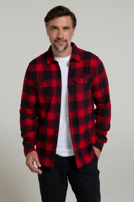 Trace Mens Flannel Long Sleeve Shirt - Red