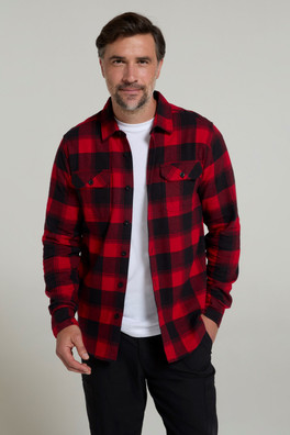 Trace Mens Flannel Long Sleeve Shirt - Red