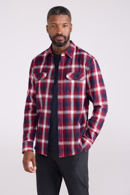 Trace Mens Flannel Long Sleeve Shirt - Berry