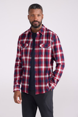 Trace Mens Flannel Long Sleeve Shirt - Berry