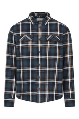 Trace Mens Flannel Long Sleeve Shirt - Dark Blue