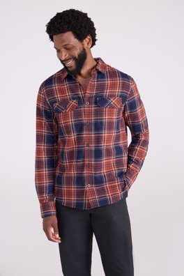 Trace Mens Flannel Long Sleeve Shirt - Rust