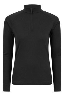 Talus Womens Long Sleeved Zip Neck Top - Black