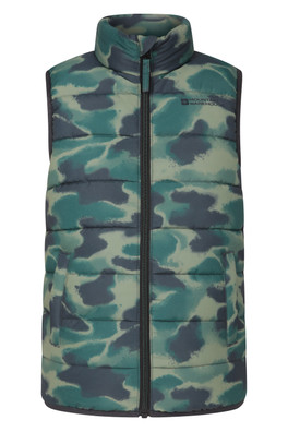 Rocko Kids Printed Padded Gilet - Light Khaki