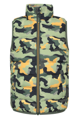 Rocko Kids Printed Padded Gilet - Dark Khaki