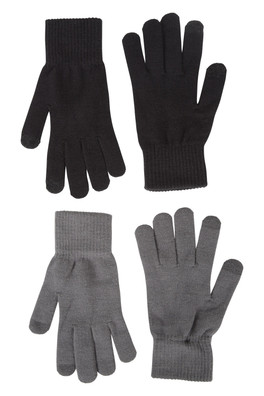 Magic Touchscreen Mens Gloves - 2Pk - Black