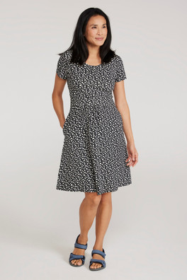 Orchid Patterned Womens UV Dress - Black