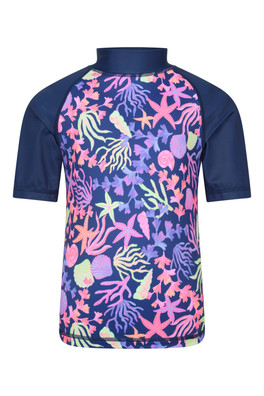 Short Sleeve Kids Printed Rash Vest - Blue