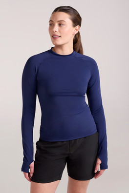 Womens Long Sleeve Rash Vest - Navy