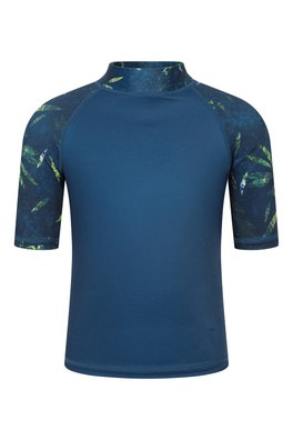 Short Sleeve Kids Printed Rash Vest - Petrol