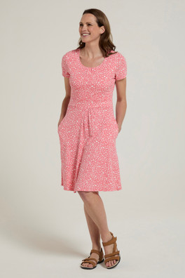 Orchid Patterned Womens UV Dress - Red