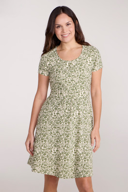 Orchid Patterned Womens UV Dress - Dark Green