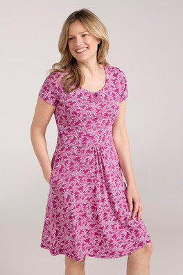 Orchid Patterned Womens UV Dress - Dark Pink