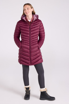 Florence Womens Long Padded Jacket - Burgundy