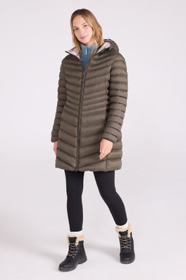 Florence Womens Long Padded Jacket - Khaki