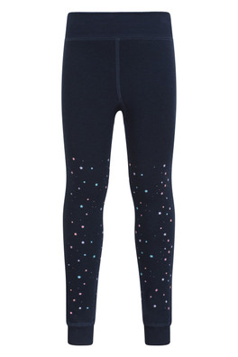 Kids Fluffy Fleece Lined Leggings - Dark Blue