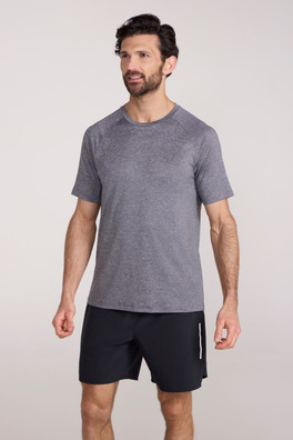 Agra IsoCool Mens Striped Tee - Dark Grey