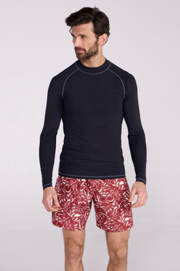 Mens Long Sleeve Rash Vest - Black