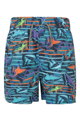 Crush Patterned Kids Boardshorts - Blue
